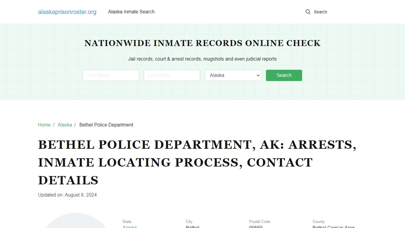 Bethel Police Department, AK: Arrests, Jail Roster, Contacts